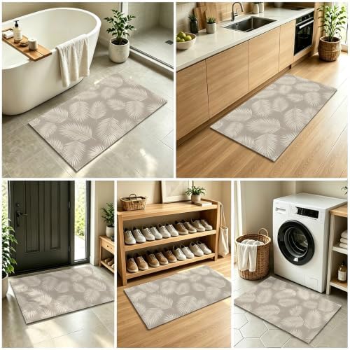 Taupe Palm Leaves Door Mat Indoor Welcome Mats Front Door Mat Outside