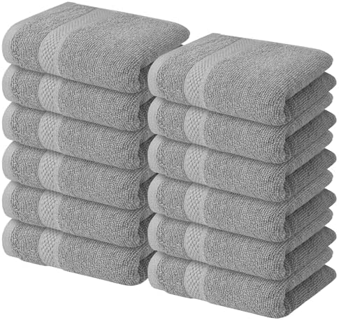 Infinitee Xclusives Premium Kitchen Towels - Grey [Pack of 12] 100%
