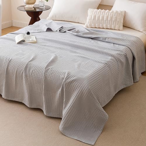 LGYKUMEG Muslin Throw Blanket,100% Cotton Lightweight Waffle Knit