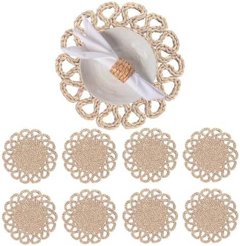 13.8" Set of 8 Round Seagrass Placemats by Laquedecraft