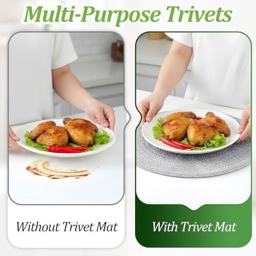 10-Inch Large Trivets for Hot Dishes, Set of 6, Heat Resistant Pot