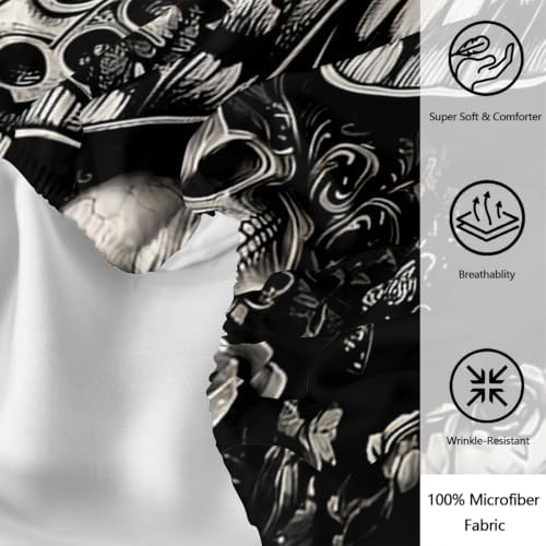 AILONEN Ivory Floral Moth Full 4 Piece Bedding Set with Fitted and