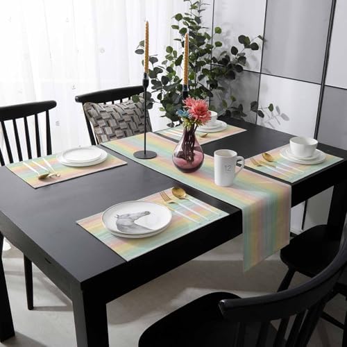 Stripes Table Runner and Placemats Set of 6 Vintage Multi Stripe