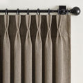 2 Panels Dark Brown Pinch Pleated Linen Curtains 96 Inches Long