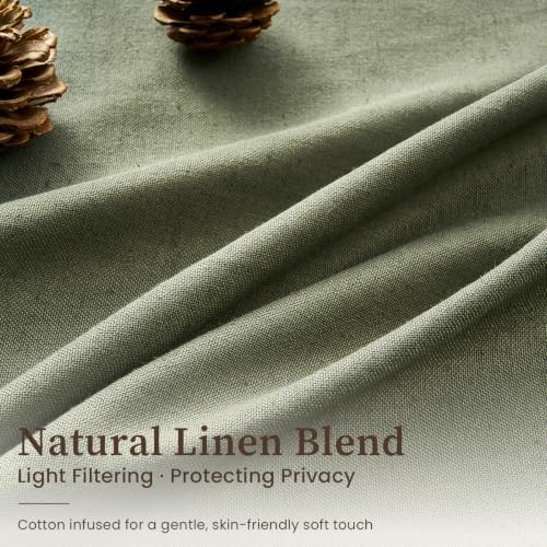Extra Long 108 Inch Pinch Pleated Linen Olive Green 4 Panels Set