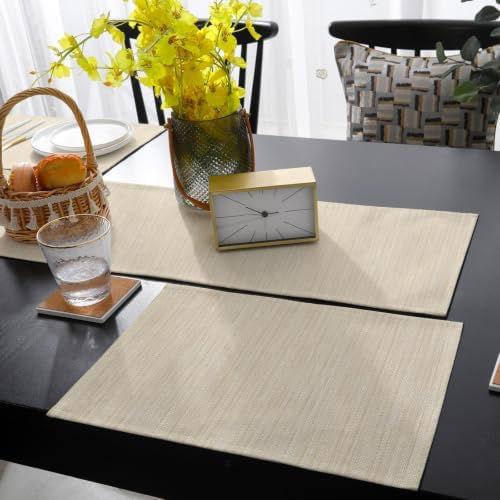 Table Runner and Placemats Set of 6 Linen Weave Texture Table Runner
