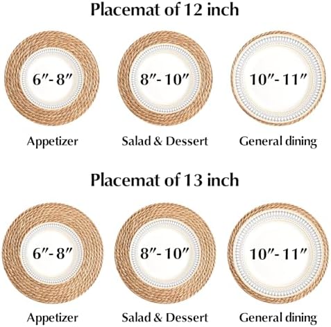 Round Woven Placemats - Boho Rattan Placemats Natural Water Hyacinth