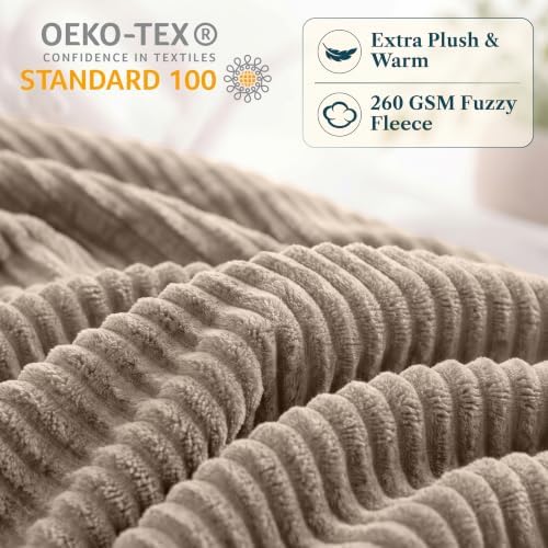 PAVILIA Soft Lightweight King Size Fleece Blanket for Bed, Taupe