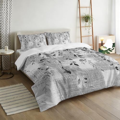 3 Pieces Bedding Set King Size, Rustic Botanical Soft Duvet Covers Set