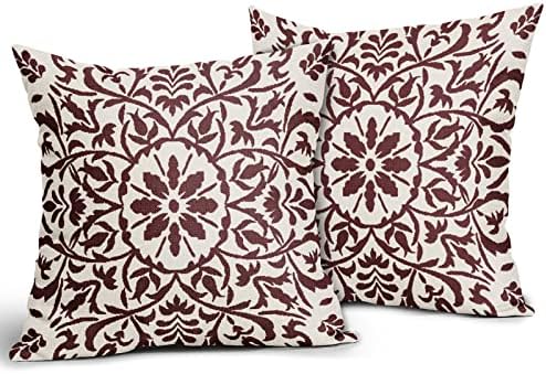 Burgundy Red Ethnic Boho Pillow Covers 18 X 18 Inch Bohemian Carpet
