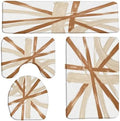 4PC Abstract Bath Mat Set Modern, Tan Beige, 19.7x31.5+23.6x35.4 Inch
