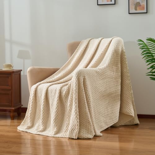 Chunky Chenille Knit Throw Blanket for Couch 50"x60"