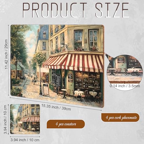 Cork Placemats with Coasters - 12 x 16 Inch Wine Cork Backing Table