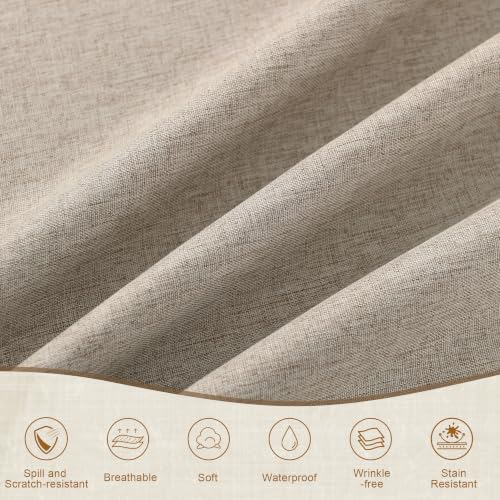 Hiasan Faux Linen Textured Rectangle Tablecloth, 60 x 120 Inch, Stone