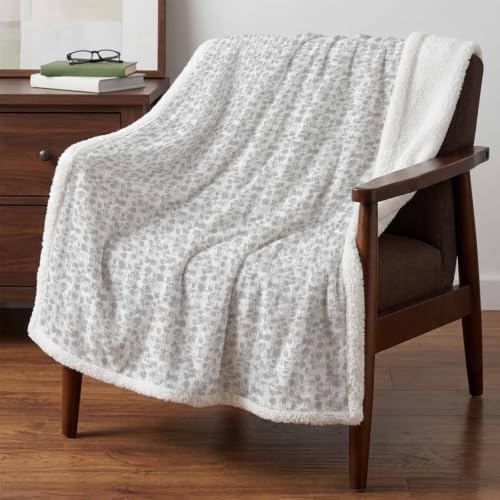 Fleece Sherpa Bed Blankets, Vintage Gray Microfiber Plush Flannel