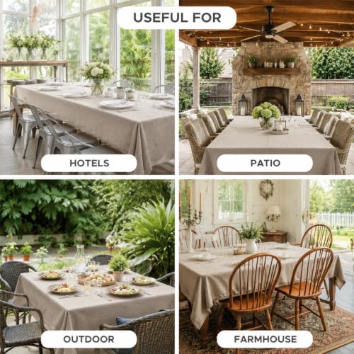 2 Pack Linen Textured Rectangle Tablecloths, 52 X 70 Inch