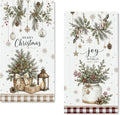Christmas Kitchen Towels, 16x24 Inch Farmhouse Pine Greenery, Set of 2