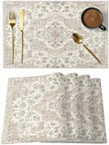 Placemats Set of 8, Beige Boho Woven Placemat, Linen Place Mats for