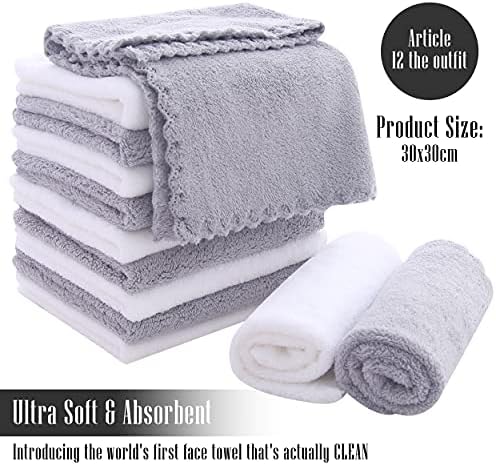 TENSTARS 12 Pack Premium Washcloths Set - Quick Drying- Soft
