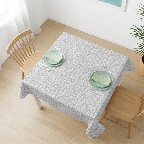 Vintage Gray Table Cloth, Rustic Minimalist Floral Print Farmhouse