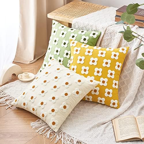 EMEMA Decorative Throw Pillow Covers Sun Flower Jacquard Pillowcase