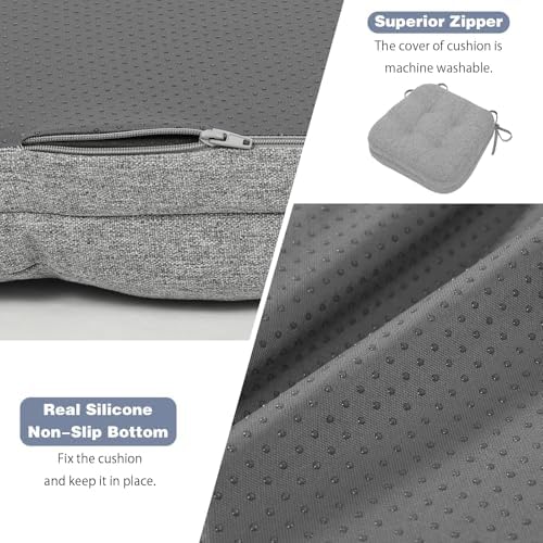 baibu Dining Chair Cushions, 2 Pack, 16.5 x 16.5 x 3.5 in, Light Grey