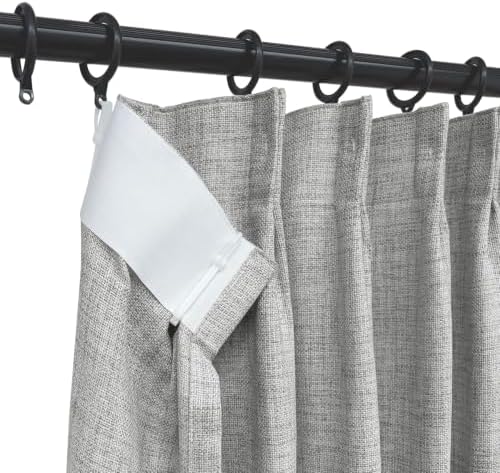 Macochico Extra Long Pinch Pleated Linen Curtains Grey, 60Wx108L, 2