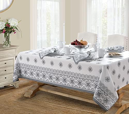 Newbridge Square Fabric Tablecloth, 52 x 52 Inch, Mykonos Grey