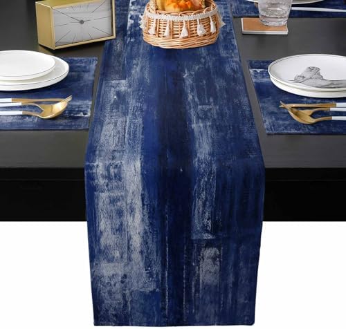 Navy Blue Placemats Set of 4 with 72 Inches Long Table Runners