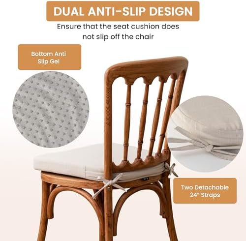 Battilo Chair Cushions for Dining Chairs, 16"x16"x2", Set of 2, Beige
