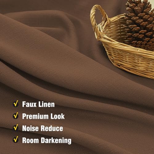Pinch Pleat Curtains 84 Inches Long 2 Panels Set, Faux Linen Room