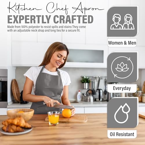 DecorRack 1 Pack Adjustable Kitchen Aprons for Men & Women, 28" x 34"