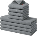 Homaxy 8 Pack 100% Cotton Kitchen Towels and Dishcloths Set, Grey