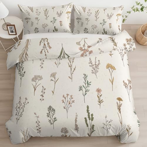 Duvet Cover Minimalist Floral Texture Duvet Cover Set with Zipper