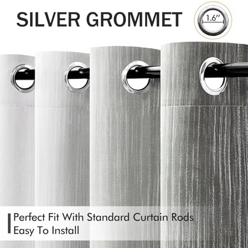 MIULEE Grey and Greyish White Ombre Blackout Curtains 52Wx96L Set of 2