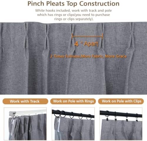 Pinch Pleated Blackout Window Curtains 84 Inches Long 2 Panels, Made
