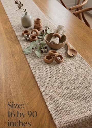 Cologne Grey Jute Table Runner 16x90 Inch, Farmhouse Boho Table Runner