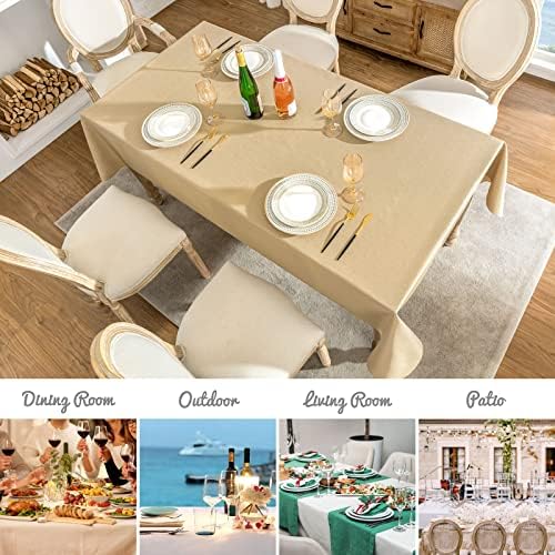 Veblandy Faux Linen Rectangle Tablecloth Waterproof 52x70 inch Table