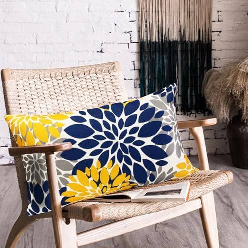 Decorative Throw Pillow Covers Set of 2 Blue Yellow pillow covers