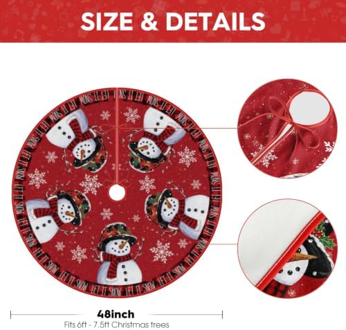 AVOIN colorlife 48 Inch Snowman Christmas Tree Skirt