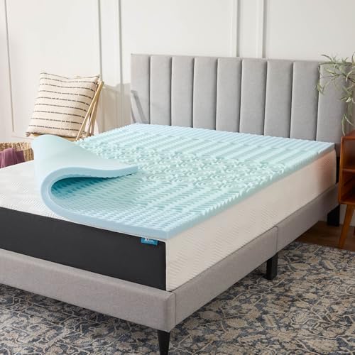Lucid 2 Inch Gel Memory Foam Topper, 5 Zones, Cooling, Queen Size