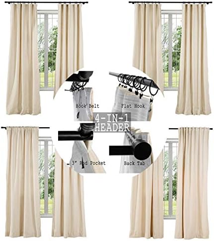 TWOPAGES 4 Kinds of Hanging Methods Faux Linen Room Darkening Curtain