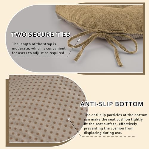 ELFJOY Chair Cushions for Dining Chairs 18" x 18" x 3" Set of 4 Khaki