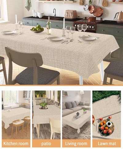 Rectangle Cream Farmhouse Tablecloth Waterproof & Stainproof