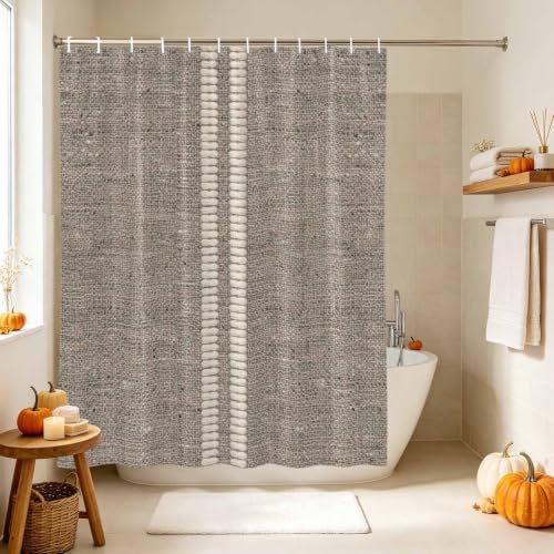 Long Shower Curtains 72" x 84", Farmhouse Grey Brown Washable Shower
