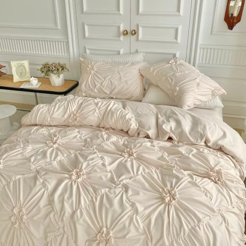 Boho Duvet Cover Set Full Size 3 Pieces Boho Farmhouse Beige Comforter