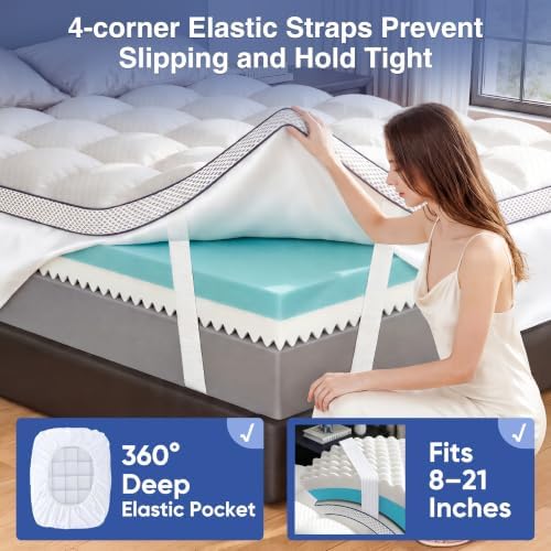 Queen Mattress Topper, 4.5 Inch Memory Foam Mattress Topper for Back