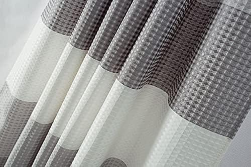 Silver Gray Fabric Shower Curtain for Bathroom: Hotel Luxury Waffle