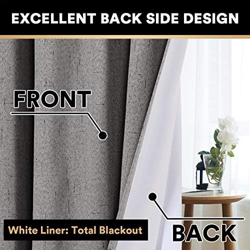 100% Blackout Curtains Primitive Linen Textured Curtain Drapes for