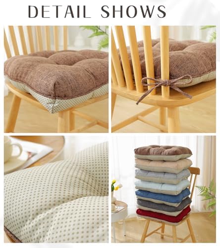 Cotton Linen Soft Comfort Chair Cushion 18"x17"x2" Tufted Chair Pads